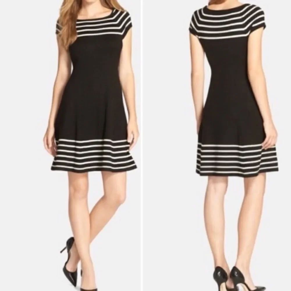 Eliza J Stripe Knit Flare Dress Size Small